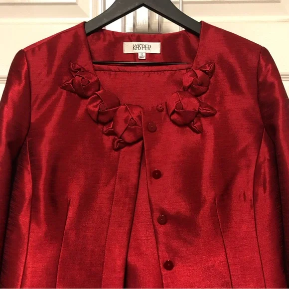 KASPER Two Piece Formal Cranberry Women’s Suit - Picture 2 of 15
